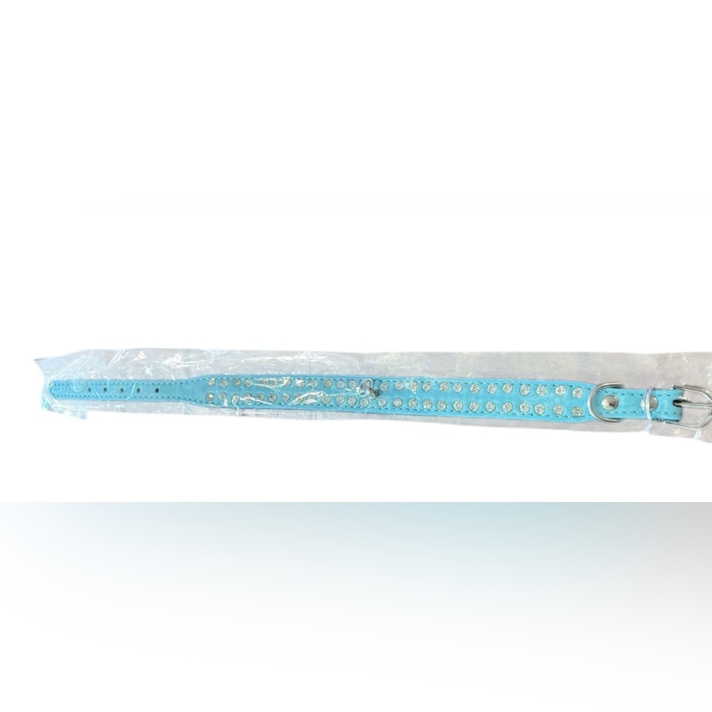 NWT sz L blue studded dog collar 17"